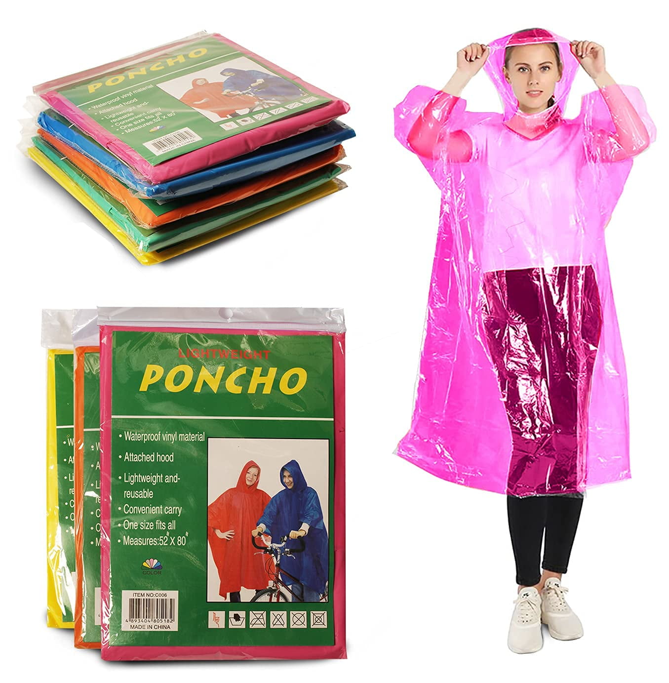 SOCKS NBULK Assorted Adult Waterproof Ponchos Emergency Disposable Raincoats Bulk Pack 24 Walmart