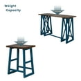 thumbnail image 4 of 5-Piece Counter Height Dining Set,Rustic Wooden Console Table Set with 4 Stools,Double-Layer Legs & Cross Design Legs,Space-Saving Set for Dining Room Small Places (Walnut+Blue), 4 of 5