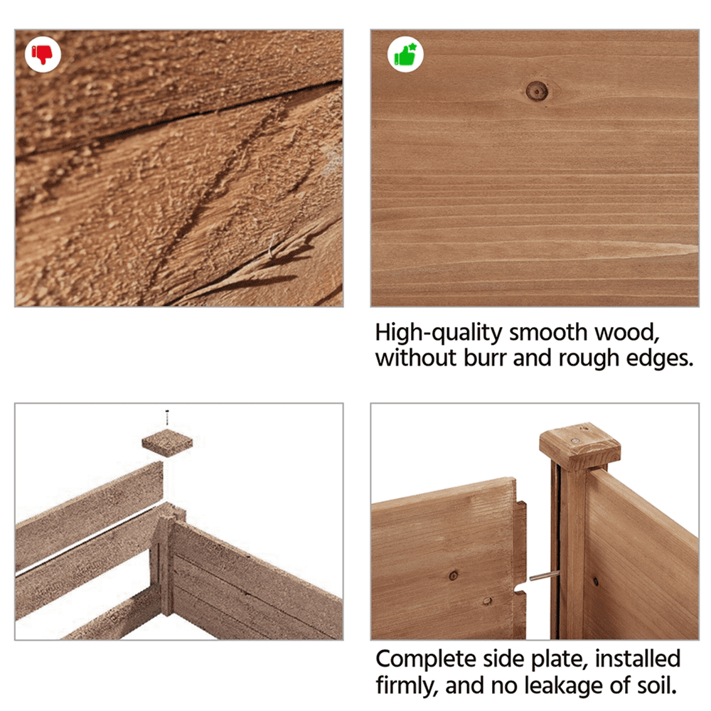 Renwick Rectangle Wood Garden Bed Raised Planters,Dark Brown
