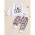 thumbnail image 2 of Suealasg Sister Matching Outfits Sets Toddler Kids Baby Girls Fall Clothes 6M 1T 2T 3T Letter Print Long Sleeve Tops and Floral Long Pants 2Pcs Autumn Set, 2 of 7