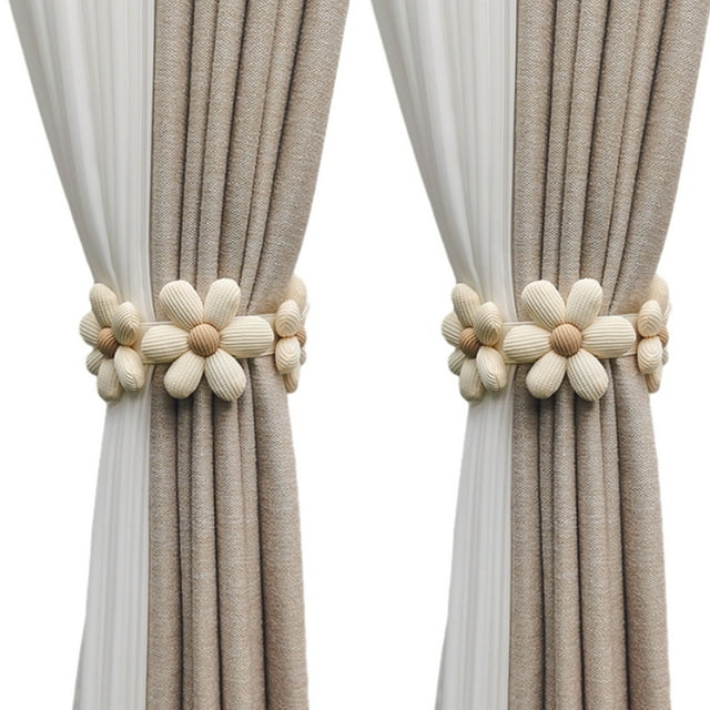 2 lazos para cortinas, hebillas para cortinas, lazos para cortinas, bonitos lazos para cortinas con flores, cuerda decorativa para tratamiento de ventanas de dormitorio