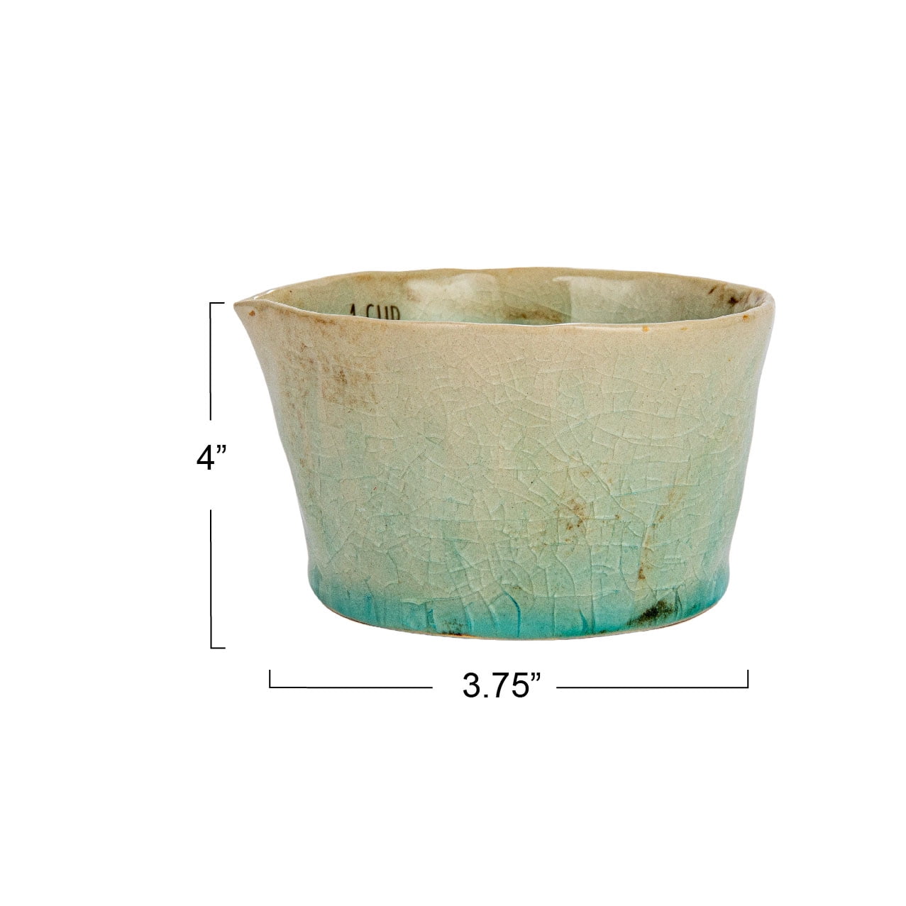 Creative Co-Op Stoneware Measuring Cups with Reactive Crackle Glaze, Green, Set of 4