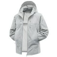 thumbnail image 1 of Mens Light Jacket Hoodie Zipper Adjustable Drawstring Sun Protection Quick Dry Summer Coat for Fishing Hiking Athletic Running Gray, 1 of 6