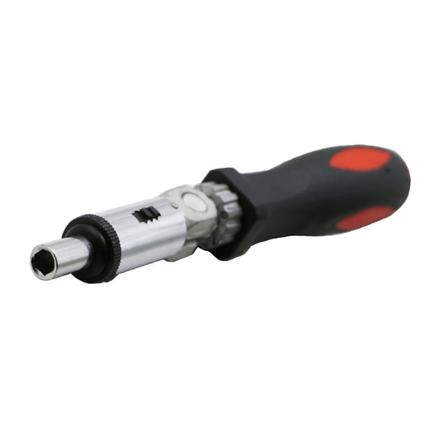 Destornillador de 1/4" con mango de llave hexagonal multifunción con rotación de 180° y sujeción de puntas.