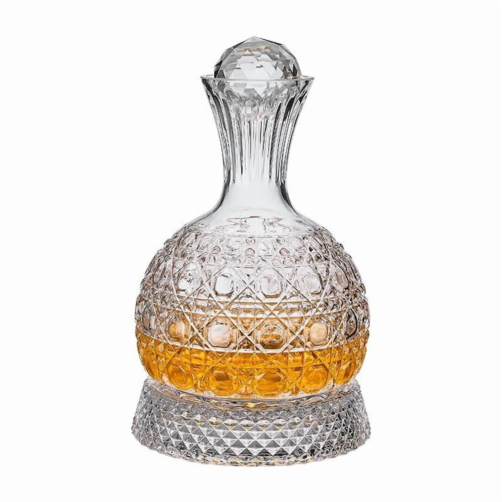 Spinning Wine Decanter - Liquor Decanter - Red Wine Decanter Set - Rotatable Glass Decanter with Stopper - Lead-Free Elegant Red Wine Carafe for Men and Women - Type A