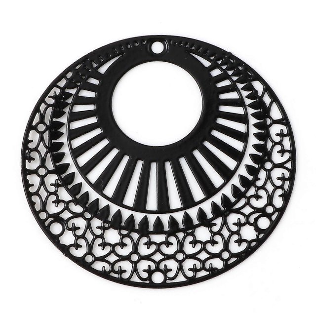 10 piezas de colgantes de filigrana de metal ovalados con estampado de filigrana hueca pintada para hacer pendientes, collares y joyas, 39 x 36 cm, 1