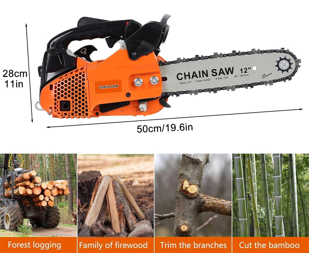 YNCE 12 Inch Top Handle Gas Chainsaw 25.4cc 2-Stroke Portable Small Gas Powered Chain Saws for Tree-climbing Tree Pruning Wood Cutting Firewood Preparation Yard Maintenance