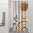 thumbnail image 2 of Brown Boho Sun, Moon and Plant Pattern Shower Curtain 36"x72" ,Bathroom Decorative Shower Curtains Set with 12 Hooks,Modern Waterproof Washable Shower Curtain, 2 of 6