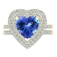 thumbnail image 2 of Dazzlingrock Collection 8mm Heart Tanzanite & Round White Diamond Double Halo Engagement Ring Set for Women (0.65 ctw, Color I-J, Color I1-I2) in 14K Yellow Gold, Size 7.5, 2 of 5