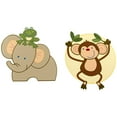 thumbnail image 2 of NoJo Jungle Babies Green, Yellow, Brown 2 Piece Wooden Wall Art with Elephant and Monkey, 2 of 2