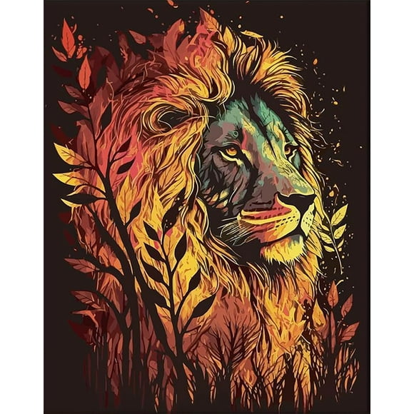 SparkleCraft Lion Kit de Peinture Diamant 5D pour Adultes et Enfants - Art de Gemme à Perçage Complet avec Diamants pour Décoration Murale Maison - Kits de Peinture Diamant DIY pour Adultes - Idée Cadeau Unique - 12x16 Pouces