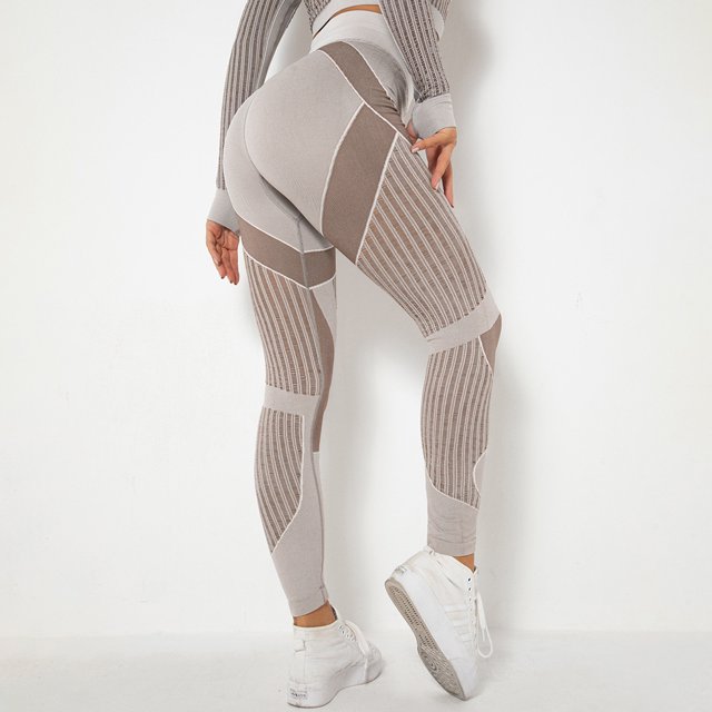 WILLBEST Pantalones de Yoga de Cintura Alta Sin Costuras para Mujer, Calados, con Efecto Melocotón, Ajustados, para Correr Y Gimnasio Mediana