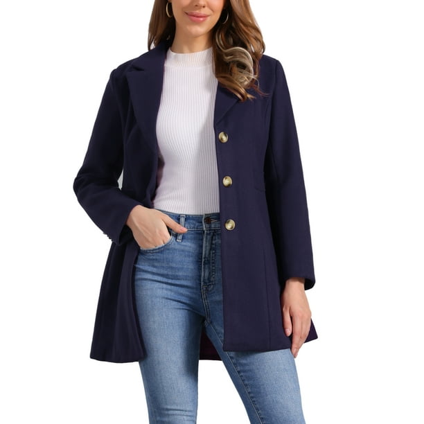ABRIGOS DE MUJER INSPIRE CHIC Abrigo de Invierno de Un Solo Botón S Azul Oscuro