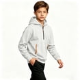 thumbnail image 4 of Cethrio Boys Half Zip Hoodies Size 9-10 Years, Pullover Fleece-lined Long Sleeve Casual Boys Hooded Sweatshirts White, 4 of 8