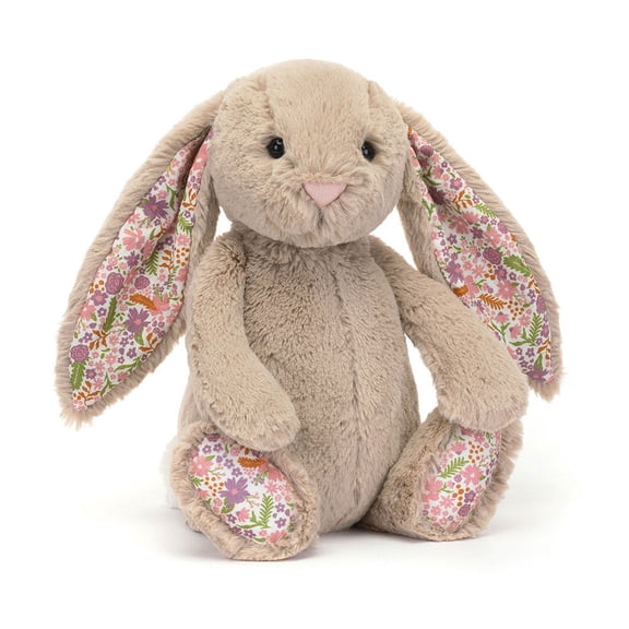 Jellycat Blossom Beige Bunny 'Petal' Stuffed Animal, Small 7.1 inches | Beige Floral Rabbit Plush Toy | Cute Kids' Gift