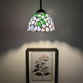 thumbnail image 5 of Tiffany Mini Hanging Lights Plug In Purple Stained Glass Green Leaves LED Bulb 8”W*8”D*60”H, 5 of 7
