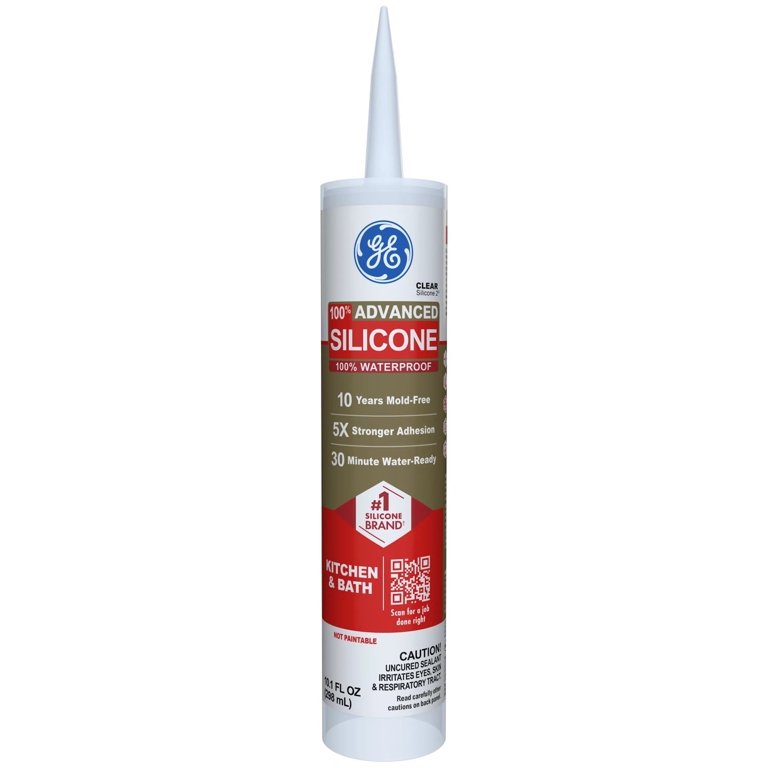 (4 pack) GE Advanced Silicone Kitchen & Bath Sealant, Pack of 1, Clear 10.1 fl oz Cartridge