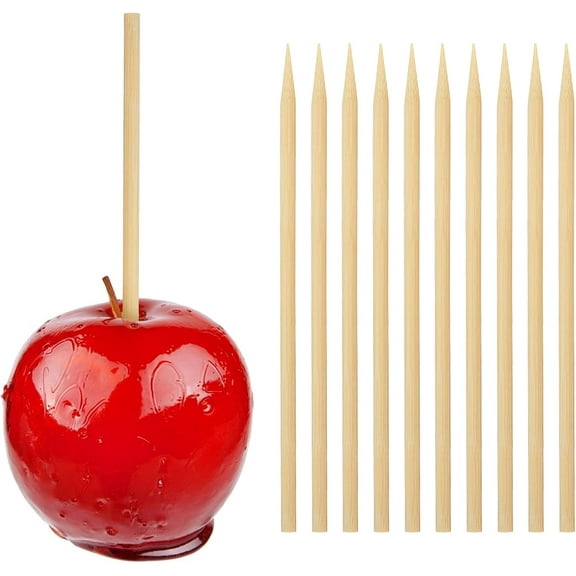 Birch Wood Candy Apple Sticks 5mm 7 Inch, Natural Cotton Candy Skewers for Caramel Apples Lollipops BBQ Corn Dog Party Festival Craft, Beige