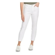 DKNY Womens White Frayed Cropped Jeans 28