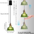 thumbnail image 3 of FSLiving Adjustable Height Rechargeable Battery Operated Pendant Light, Remote Control, 6.5 Ft Cord, Timer Dimmable Copper Socket Chandeliers Emerald Green Glass Bell Shade for Courtyard Nightstand, 3 of 7