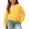 thumbnail image 2 of KyCheLot Boys' Girls' Knitted Sweaters Solid Color Crew Neck Long Sleeve Pullover Sweaters Comfy Everyday Tops, 2 of 6