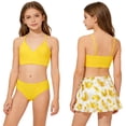 thumbnail image 5 of HAJWOH Girls Swimsuit 3 Piece Bathing Suits Floral Print Swimwear Bikini Sets with Cover Ups Beach Skirt for 8-18 Years, 5 of 5