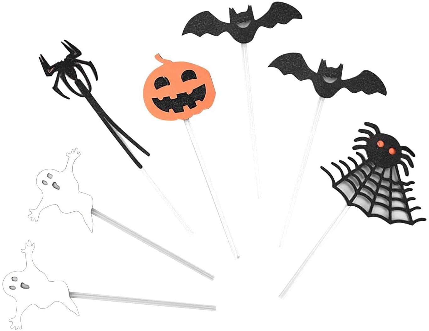 Halloween Birthday Cake Topper & Cupcake Decorations - 25 Piece Spooky Theme Party Set With Pumpkins, Bats, Ghosts