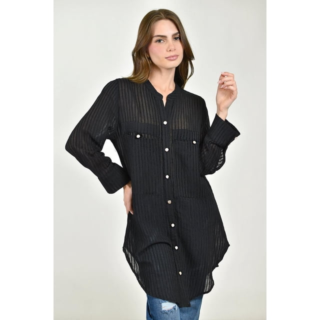 Blusa larga translucida Roman Fashion /Juvenil, 770 (Negro) negro G