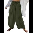 thumbnail image 3 of Pantalones Palazzo Harem Informales Holgados con Cordón para Mujer, para Verano, Playa, Viajes, Vacaciones, con Bolsillos. Verde M, 3 of 6