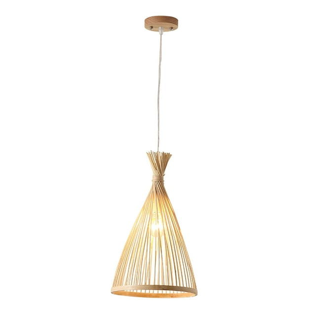 Yinanstore Retro Pendant Light Corridor Wove Lantern Single Lamp Ceiling Light Fixture Hanging Lighting with Shape Rattan for Teahouse Dining Room Patio , S 21x38CM