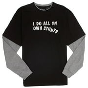 No Boundaries - Men's "I Do My Own Stunts" Layered Graphic Tee