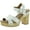 White, variant on SUN STONE Womens Brown 1" Platform Ankle Strap Studded Deleste Round Toe Block Heel Buckle Dress Heeled Sandal 11 M