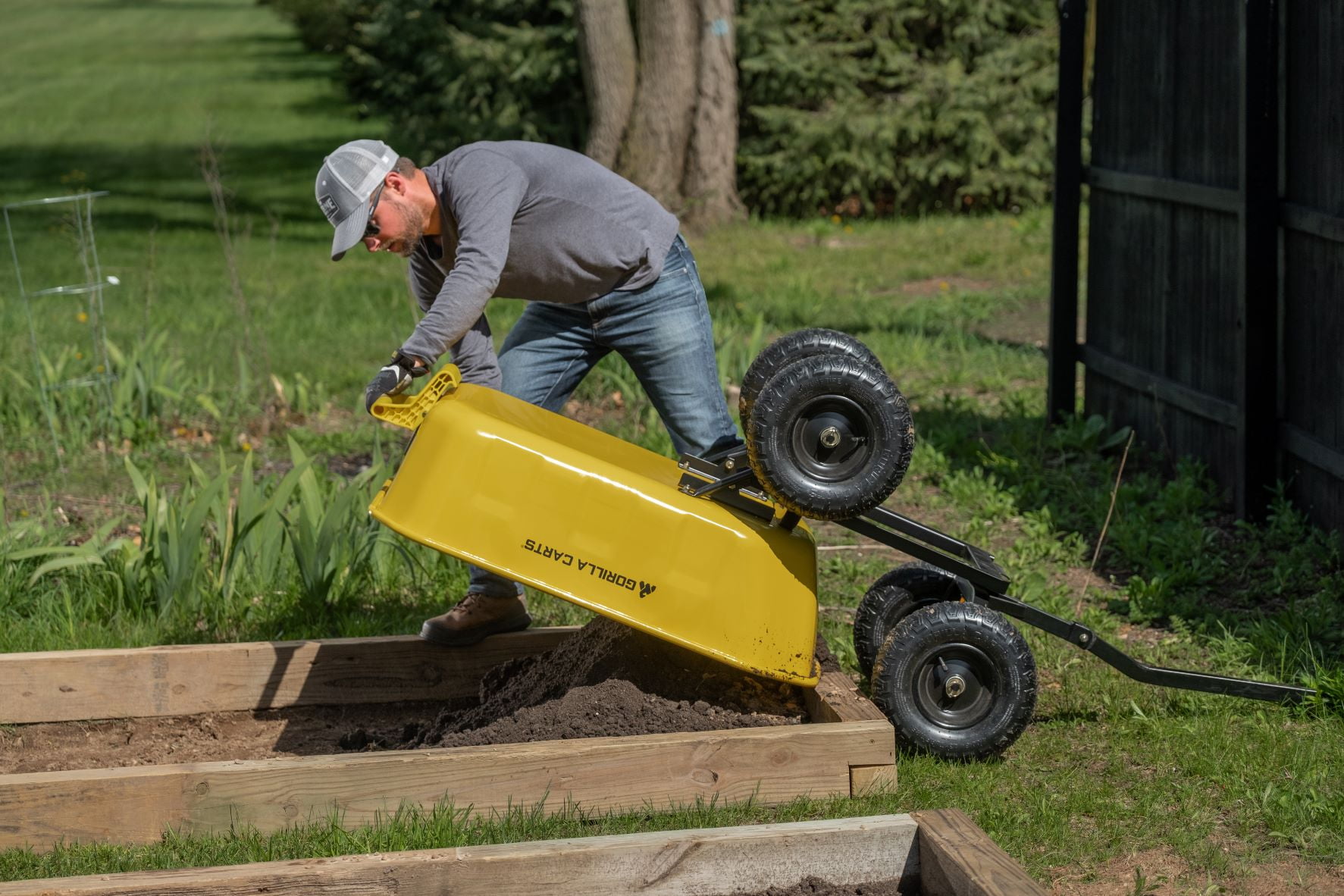 Gorilla Carts 8 Cu. ft. Steel Dump Cart (Model #Gcsd-8), 39-Inch x 28-Inch Steel Bed, 1200 lbs. Capacity, 13-inch Pneumatic Tires