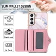 thumbnail image 4 of For Samsung Galaxy S22 Marble Patterned Case with Card Holder, Back Folio Kickstand PU Leather + Soft Crystal Bumper Edge, Magnetic Clasp Back Cover For Samsung Galaxy S22,Marble #2, 4 of 5
