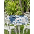 thumbnail image 3 of Outdoor Tablecloth with Umbrella Hole for Patio/Picnic/Party/Camping, Blue Coastal Starfish Waterproof Table Cloth Round Cover Washable, Summer Conch Sea Fish Stripes (Dia 54"), 3 of 9