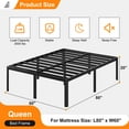 thumbnail image 2 of Bedofmine 20" Queen Bed Frame Metal Platform Heavy Duty with Large Storage, No Box Spring, Easy Assembly, Rounded Corners, Black, 2 of 9