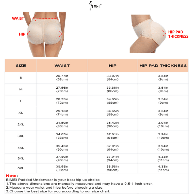 BIMEI One-piece Sponge Butt Lifter Padded Panties Women's Briefs Hip  Enhanced Underwear,Beige,5XL