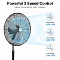 thumbnail image 5 of ACHAZEL 20" High Velocity Pedestal Fans, 3-Speed Oscillating Industrial Standing Fans with Aluminum Blades for Garage & Warehouse, 2 Pack, 5 of 8