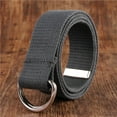 thumbnail image 3 of 2-Pack Canvas Web Belt Metal Double D Ring Buckle for Men Women Casual Cloth Military Style Belt, 3 of 9