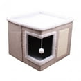 thumbnail image 3 of Casa para Gatos jinwen Rascador con Pelota Cama Cueva Plegable Caqui 41 x 41 x 35 cm, 3 of 8