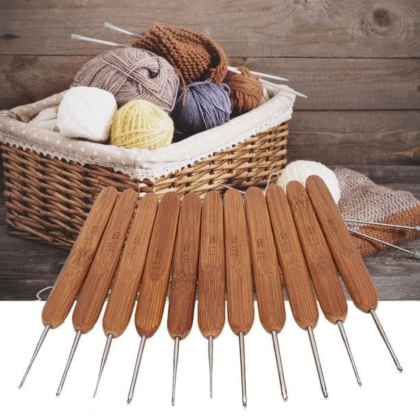 Aguja de Bambú, Ganchos, Crochet de Metal, de Bambú Carbonizado, Set, Para El Sastre del Hogar