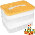 thumbnail image 1 of Contenants Réutilisables pour Jouets d'Enfant, Grande Capacité, Contenants pour Blocs de Construction, Boîte Organisatrice Empilable pour Jouets avec Compartiments Ajustables pour Construire des Poupées en Briques, Jouets (Vert olive 2 Couches), 1 of 5