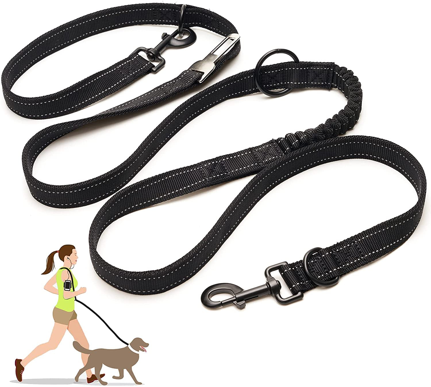 Multi-functional Dog Leash Adjustable Rope Durable Nylon Reflective Material Pet Leash for Walking Training Running 2 dogs to 3 different sizes S:0.6“Width,3.6Ft-6.6Ft, Orange 
