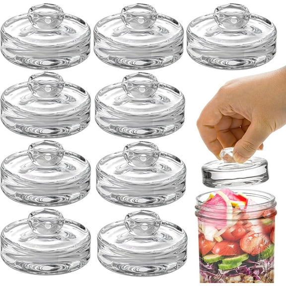 9 Pack Fermentation Glass Weights with Easy Grip Handles for Wide Mouth Mason Jars, Pickling Jars, Glass Fermentation Weights for Fermenting Kit, Sauerkraut, Kimchi and More$$