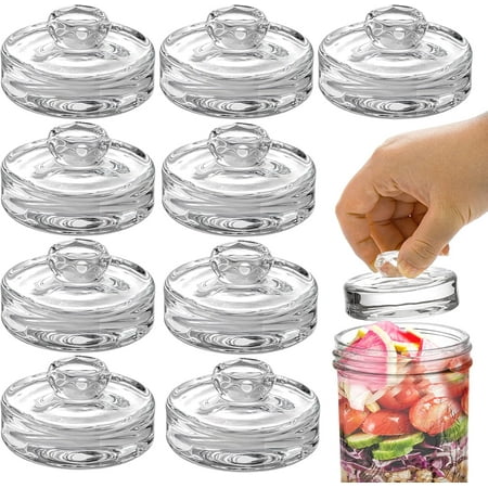 ThrottleT-9 Pack Fermentation Glass Weights with Easy Grip Handles for Wide Mouth Mason Jars, Pickling Jars, Glass Fermentation Weights for Fermenting Kit, Sauerkraut, Kimchi and More