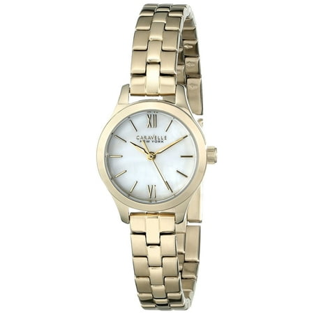 Caravelle New York Womens Stainless steel Analog Display Pearl Dial Yellow Watch - 44L155