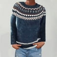 thumbnail image 3 of Wiyuqeen Chandails Rayés pour Femmes à Manches Longues, Chandail en Tricot à Motif Fair Isle, Col Rond, Flocon de Neige, Chandails d'Automne Chauds, 3 of 6