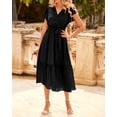 thumbnail image 2 of BTFBM Women Summer Casual Wrap V Neck Ruffle Cap Sleeve Belted Midi Dress Fall Swiss Dots A-line Long Wedding Guest Dresses,Elegant Floral Boho Sundress With Pockets,Spring Beach Vacation Clothes, 2 of 8