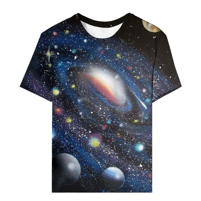 LUOGENLI T-shirts pour Femmes Col Rond Étoile Mode Décontractée Imprimé Manches Courtes T-shirts Graphiques Vêtements d'Été Bleu TTTG
