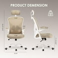 thumbnail image 2 of Farini Ergonomic Office Chair, Home Office Desk Chair with Headrest, High Back Computer Chair with Armrests and Adjustable Lumbar Support for Home Office Study Bedroom, White & Khaki, 2 of 7